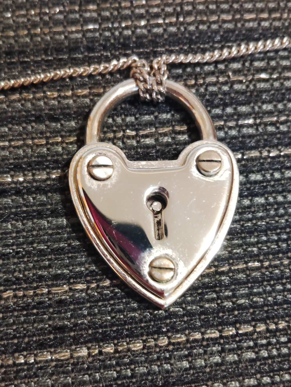 Juicy Couture Shiny Silver Heart Lock Pendant Necklace